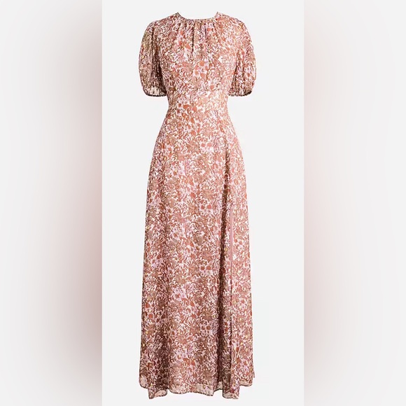 J.Crew Collection Open-back Metallic Clip-dot Dress with side slit Sz 10 - Picture 3 of 9